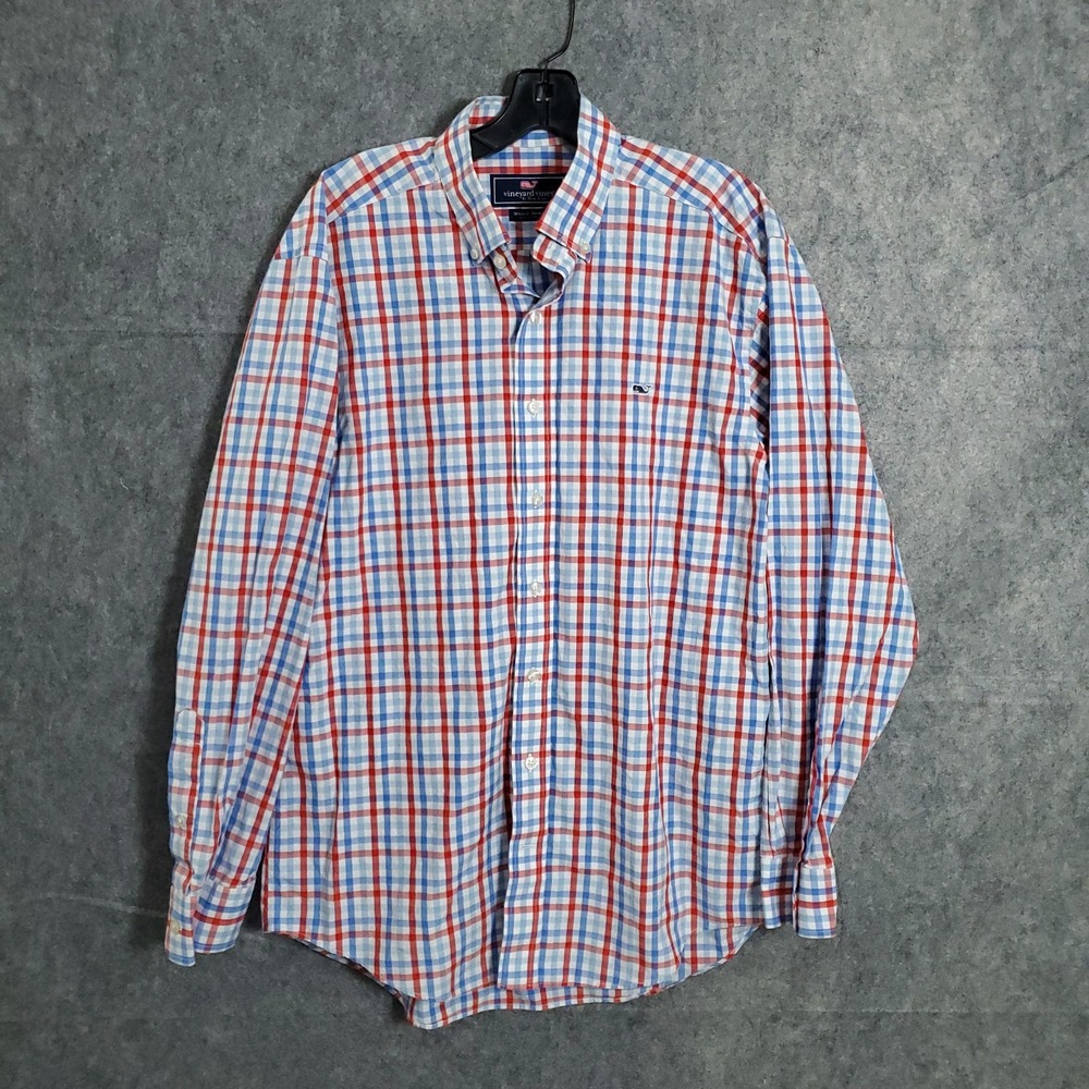 Vineyard Vines Shirt Mens M Plaid Button Up Long Sleeve Classic Fit Tucker Multi